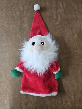 Plush Santa Christmas Tree Topper Or Bottle Cover- Red, White & Green